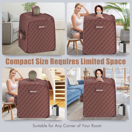 800W 2 Person Portable Steam Sauna Tent SPA with Hat Side Holes 3L Steamer
