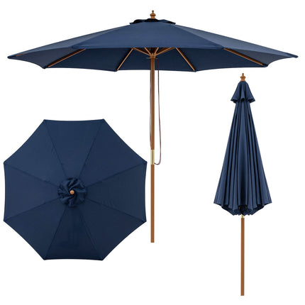 9 FT Patio Umbrella Outdoor Table Market Umbrella with 8 Sturdy Bamboo Ribs