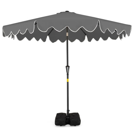 9 Feet Patio Umbrella with Weighted Base and Sandbags