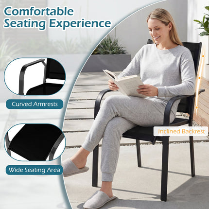 5 Pieces Patio Dining Set for 4 Outdoor Square Table and Stackable Chairs