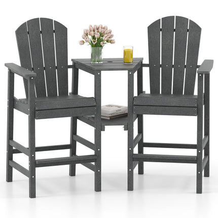 2-Seat Adirondack Chair All-Weather Adirondack Chair with Double Connecting Tray