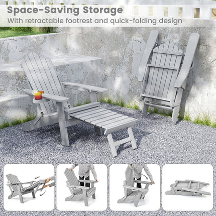 All-Weather HIPS Patio Adirondack Lounge Chair with Retractable Footrest