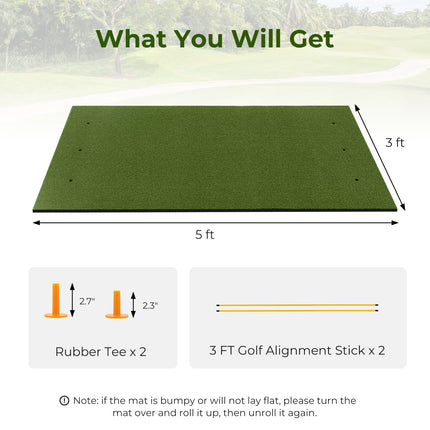 5 x 3 ft Artificial Turf Grass Practice Mat for Indoors and Outdoors