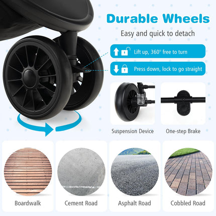 Baby Jogging Stroller with Adjustable Canopy for Newborn