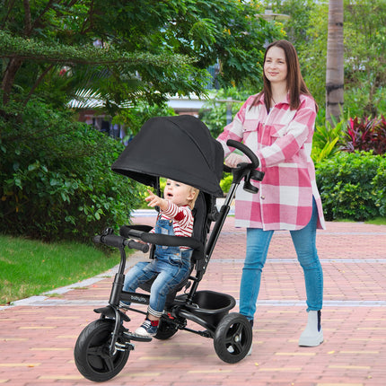 4-in-1 Baby Tricycle Toddler Trike with Reversible Seat and 5-Point Safety Harness