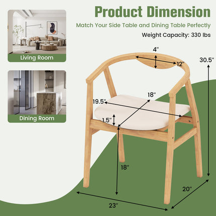 Bamboo Accent Chair with Armrest and Curved Backrest-Natural