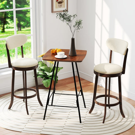 30.5 Inch Bar Height Chairs Set of 2 Swivel High Barstool with Padded Seat and Backrest-Brown