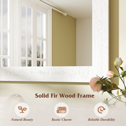 Rustic Wood Frame Barn Door Style Farmhouse Wall Mirror