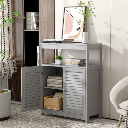 Freestanding Bathroom Floor Cabinet with Double Shutter Doors