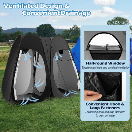 Oversized Pop Up Shower Tent with Window Floor and Storage Pocket