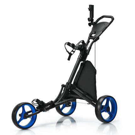 Folding 3 Wheels Golf Push Cart with Bag Scoreboard Adjustable Handle