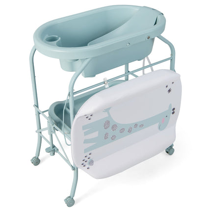 Folding Baby Changing Table with Bathtub and 4 Universal Wheels