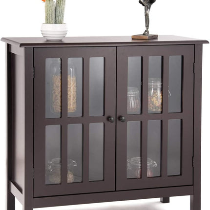 Glass Door Sideboard Console Storage Buffet Cabinet