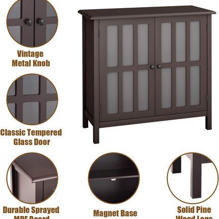 Glass Door Sideboard Console Storage Buffet Cabinet