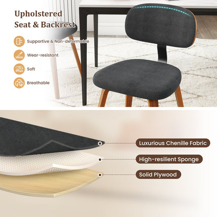 Chenille Fabric Upholstered Wooden Kitchen Chairs Set of 4