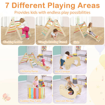 7-in-1 Indoor Climbing Toys for Toddlers with Reversible Ramp
