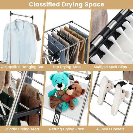 Clothes Drying Rack with 6-Level Adjustable Height