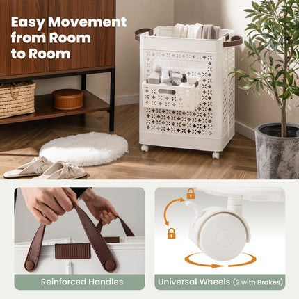 Collapsible Laundry Basket 20 Gallon Plastic Storage Bin-White