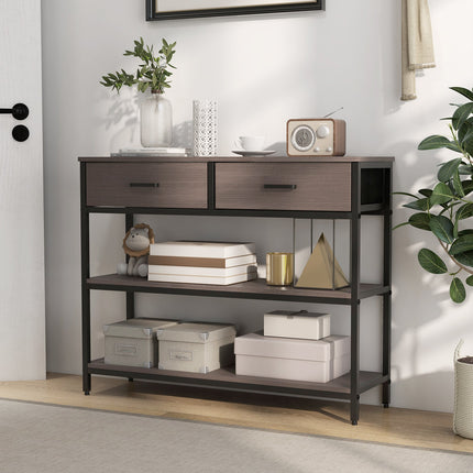 Console Table with Folding Fabric Drawers for Entryway