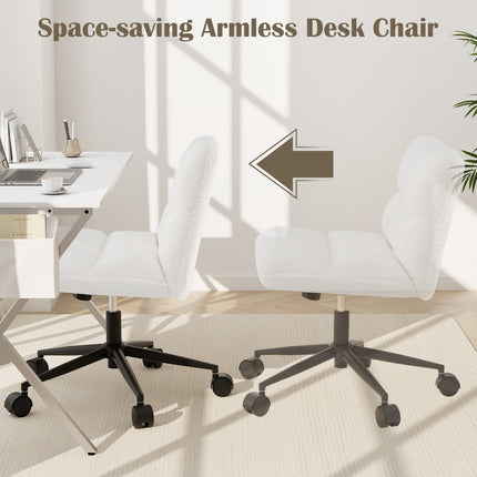 Cross Legged Chair with Wheels with Padded Seat Adjustable Height for Bedroom Study-Beige