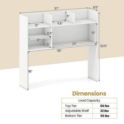 Desktop Bookshelf Countertop Storage Hutch with 6 Shelves