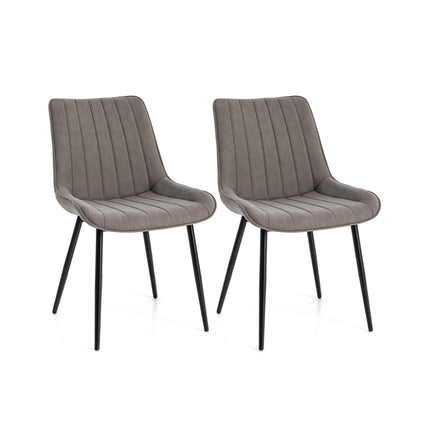 Faux-Leather Fabric Dining Chair Set of 2 with Metal Legs and Padded Seat