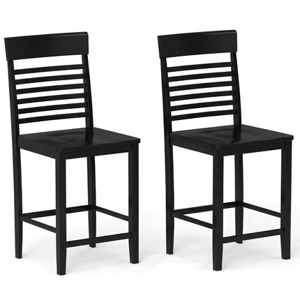Dining Chair Set of 2 with Footrests and Solid Wood Frame
