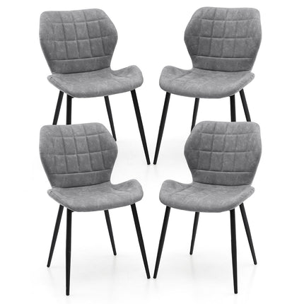 Dining Chairs Set of 2 with Padded Back Metal Legs and Adjustable Foot Pads