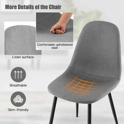 Dining Chairs Set of 4 with Black Metal Legs-Gray