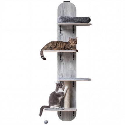 Door Hanging Cat Climber 4-level Height Adjustable with Plush Bed