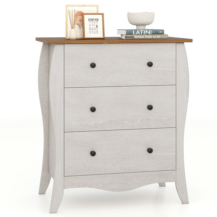 Dresser for Bedroom with 3 Folding Fabric Drawers and Anti-tipping Kit
