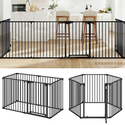Extra Wide Baby Gate Fits 34.5-154" Openings 6-Panel Adjustable Pet Safety Fence