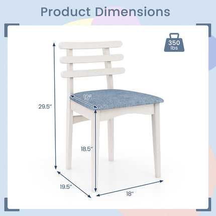 Fabric Kitchen Side Chairs with Rubber Wood Frame and Padded Seat-White