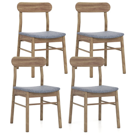 Fabric Upholstered Kitchen Armless Dining Chairs with Rubber Wood Frame Set of 4-Oak