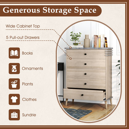 Farmhouse Chest Dresser of Drawers Tall Storage Organizer-Grey