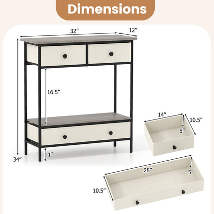 Farmhouse Console Table with Open Storage Shelf for Hallway-Gray