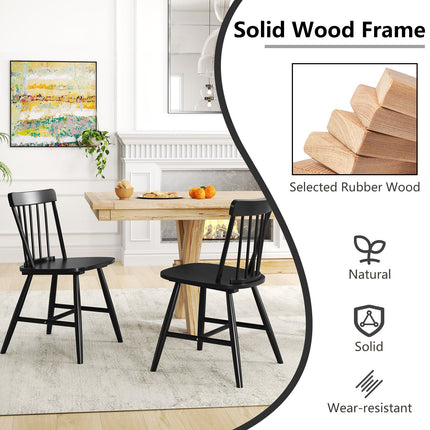 Farmhouse Kitchen Chair Set of 2 with Rubber Wood Frame