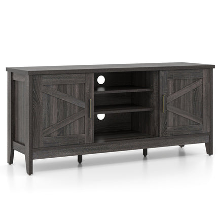 Farmhouse TV Stand for TVs up to 65 Inch Entertainment Center with 2 Storage Cabinets-Gray