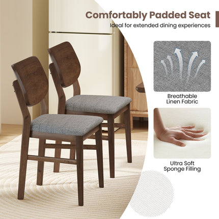 Farmhouse Upholstered Kitchen Chairs Set of 2 with Rubber Wood Frame