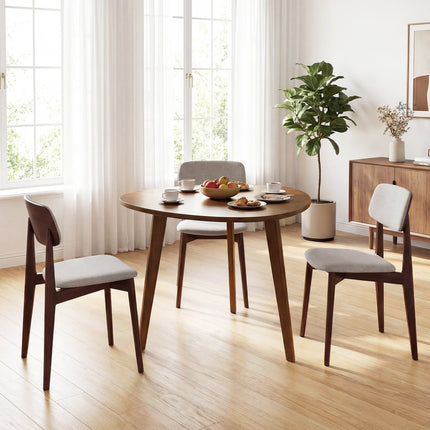 Farmhouse Wooden Round Dining Table for 4-Walnut