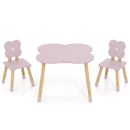 Flower-shaped Kids Table Set with Solid Pine Wood Legs