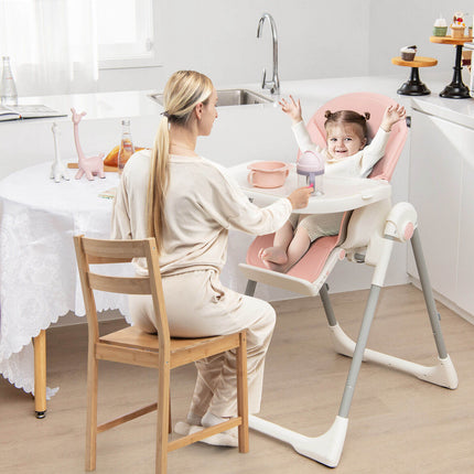 4-in-1 Foldable Baby High Chair with 7 Adjustable Heights and Free Toys Bar