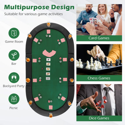 Portable 84 x 42 Inch 10-Player Foldable Padded Poker Table Top