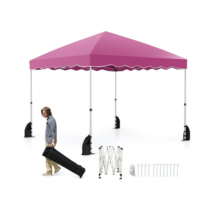 Foldable 10 X 10 Feet Pop up Canopy Tent with Wheeled Bag