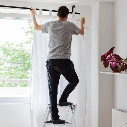 Folding 2 Step Ladder wiht Anti-Slip Pedal and Large Foot Pads-Black & White