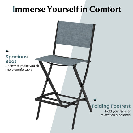 Folding Bar Stools Set of 2 Backrest Humanized Footrest