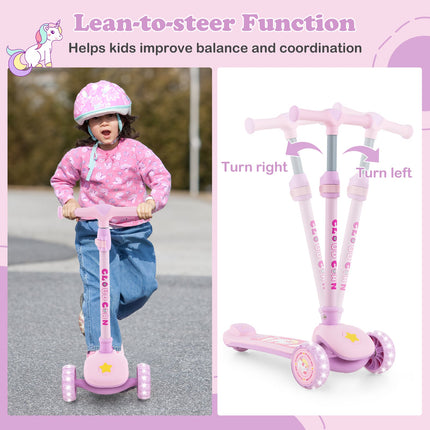 Folding Kids Scooter with Extra Wide Deck and LED Lighted PU Wheels