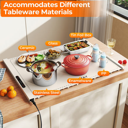 Food Warming Mat Rollable and Portable Electric Warming Tray with Fasting Heating