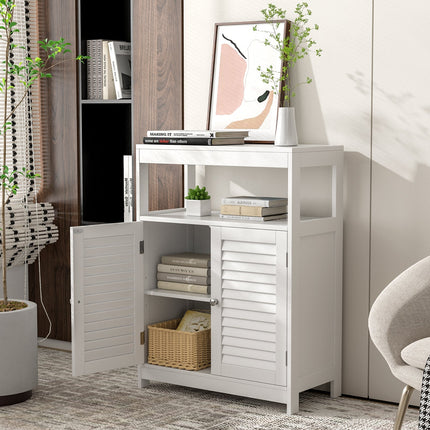 Freestanding Bathroom Floor Cabinet with Double Shutter Doors