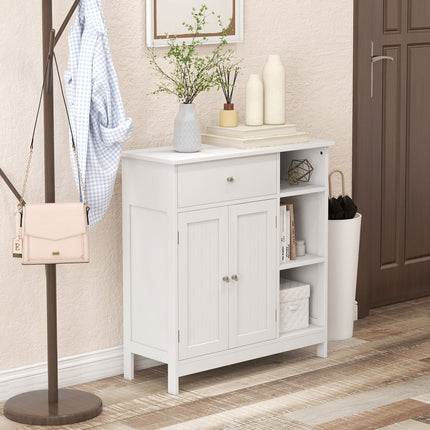 Bathroom Cabinet Floor Cabinet with Drawer and Open Compartments-White